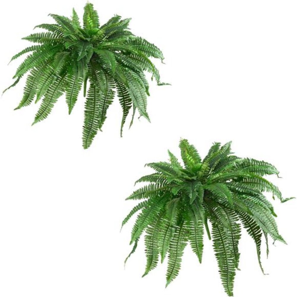 Nearly Natural 48-in Artificial Boston Fern, Set of 2, Large Hanging Fake Plant